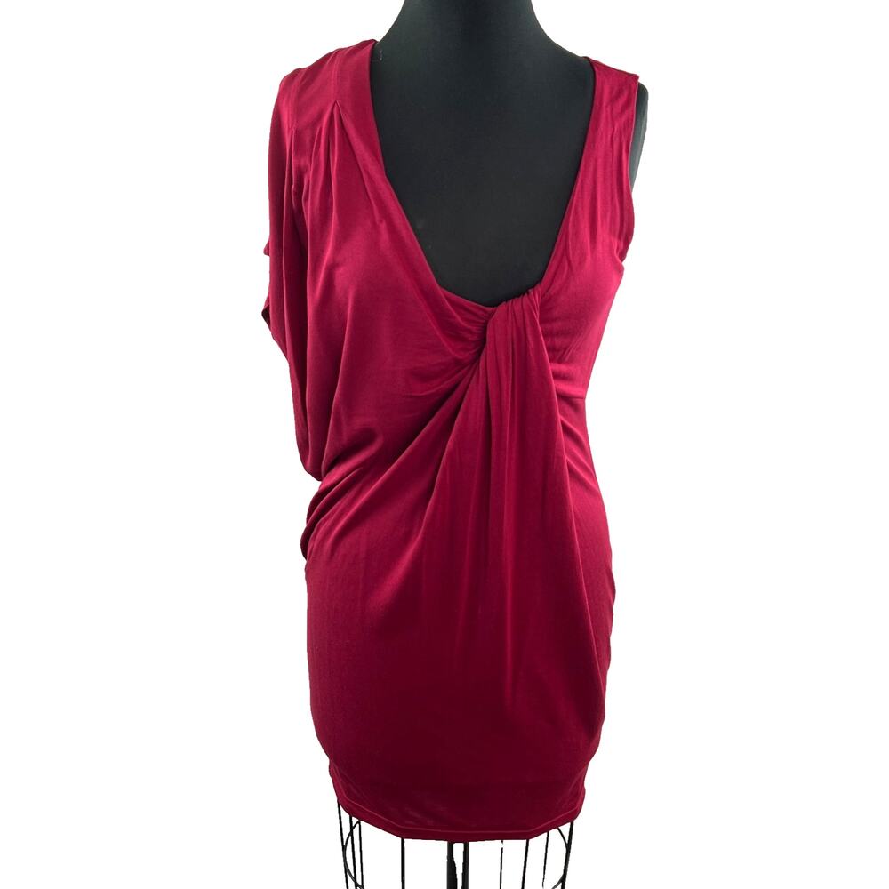 FRENCH CONNECTION Raspberry Pink Red Drape Mini Cocktail Dress 6 S M $198 RARE